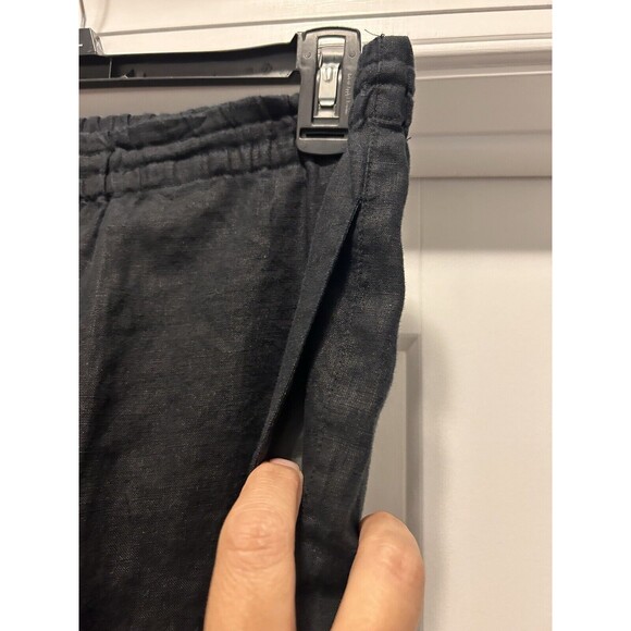 Jones New York Black 100% Linen Pants Size Medium Wide Leg Elastic Waist Pockets - Picture 5 of 6